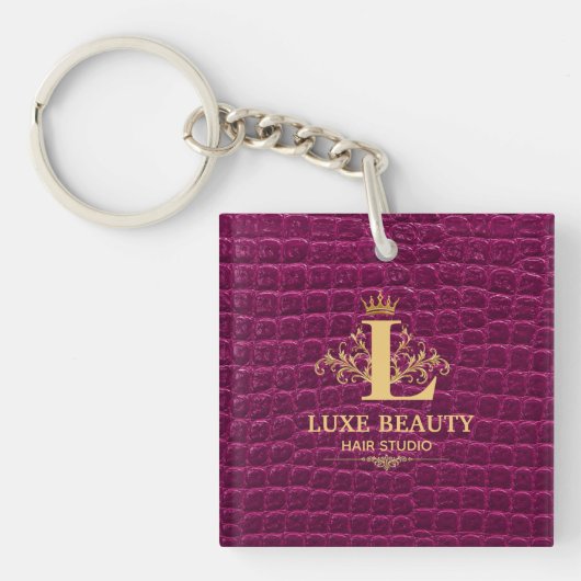 Porte-clés Luxury Crocodile Leather Monogram Gold Initial (Devant)