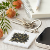 Porte-clés Luxury Gold and Black Abstract Marble Ink Flow (Devant Droit)