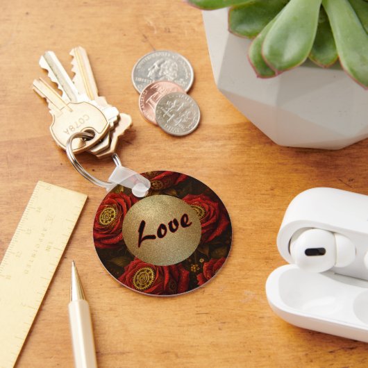 Porte-clés Luxury Steampunk Roses Romantic Gold Gears (Bureau)