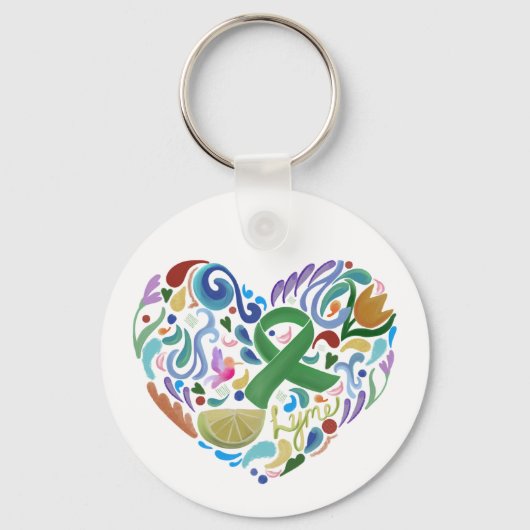 Porte-clés Lyme, Sensibilisation, Soutien, Ruban Vert, Chaux (Recto)