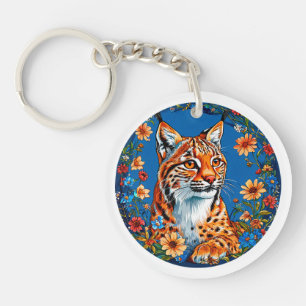 Porte-clés Lynx à la fourrure orange vif