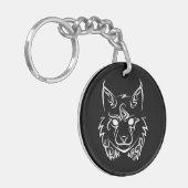 Porte-clés Lynx tribale noire et blanche (Devant gauche)