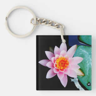 Porte-clés Lys d'eau chaude rose et orange lotus