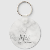 Porte-clés M. et Mme. | Élégant marbre moderne Mariage de scr (Recto)