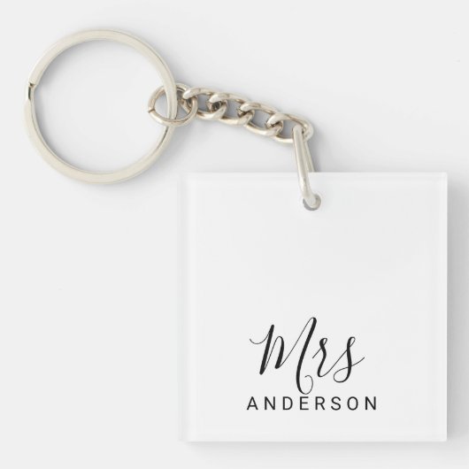 Porte-clés M. et Mme. | Mariage de script moderne noir et bla (Devant)