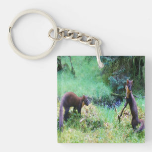 Porte-clés M. et Mme Martre des Pins Amoureux de la Nature Ru