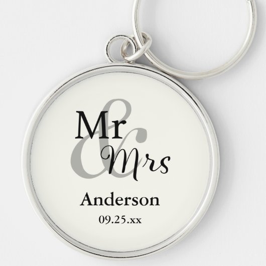 Porte-clés M. & Mme Mariage Clavier personnalisé Nom et date (Devant)