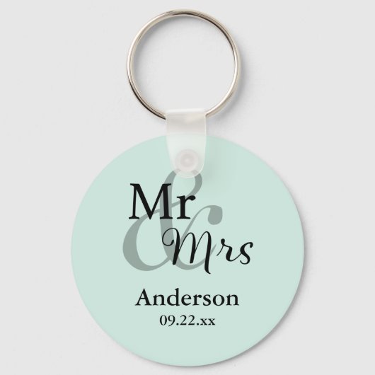 Porte-clés M. & Mme Wedding Favor Nom/Date du clavier (ment) (Recto)