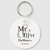 Porte-clés M. & Mme Wedding Favor Nom du clavier / Date Photo (Recto)