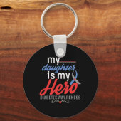 Porte-clés Ma fille est un héros Mon diabète Sensibilisation (Recto)