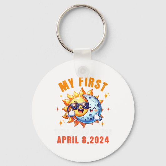 Porte-clés Ma première éclipse solaire totale 8 avril Enfant (Recto)