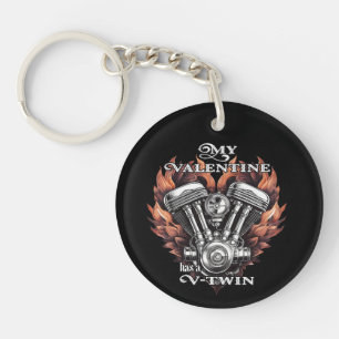 Porte-clés Ma Saint-Valentin a un V-Twin, Motard