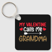 Porte-clés Ma Saint Valentin m'appelle grand-mère Leopard Buf (Recto)