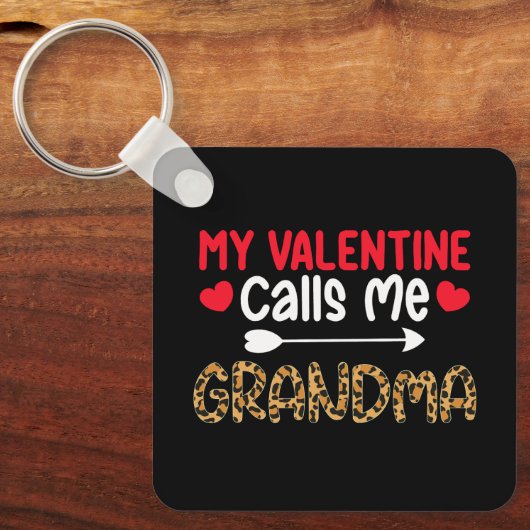Porte-clés Ma Saint Valentin m'appelle grand-mère Leopard Buf (Recto)