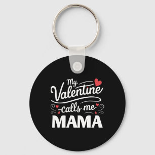 Porte-clés Ma Saint-Valentin m'appelle Maman Rétro Groovy Sai