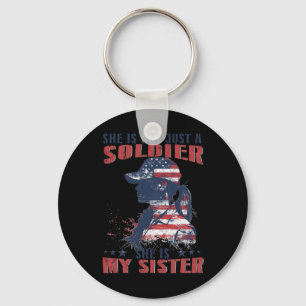Porte-clés Ma sœur est un soldat militaire 4 juillet patrioti