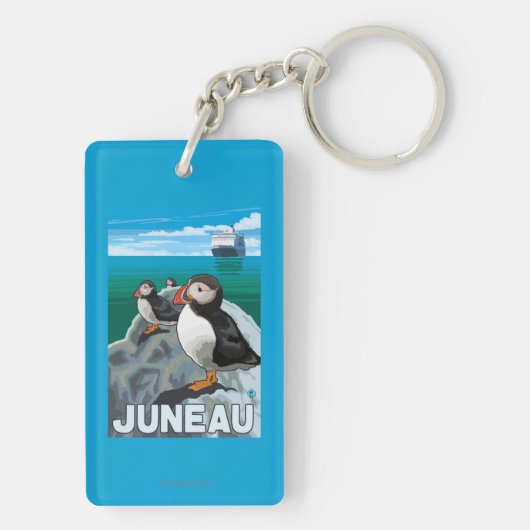 Porte-clés Macareux et bateau de croisière - Juneau, Alaska (Dos)