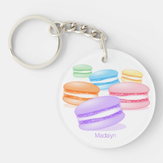 Porte-clés macarons arc-en-ciel pastel (Devant)