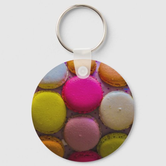 Porte-clés Macarons colorés Dessert Cuit Savoureux (Recto)