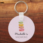 Porte-clés Macarons Français Aquarelle Peints à la main (Recto)