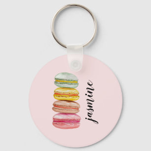 Porte-clés Macarons français aquarelle peints à la main