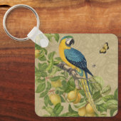 Porte-clés Macaw Blue Jaune Tropical Jungle Antique (Recto)
