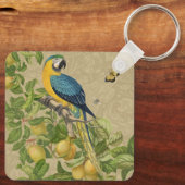 Porte-clés Macaw Blue Jaune Tropical Jungle Antique (Verso)