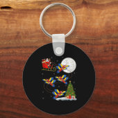 Porte-clés Macaw Parrots Santa Sleigh Flying Funny Magical Ch (Recto)