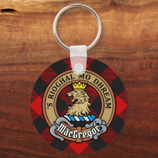 Porte-clés MacGregor Crest sur Rob Roy Tartan (Recto)
