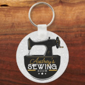 Porte-clés Machine à coudre antique AJOUTER LE NOM Seamstress (Recto)