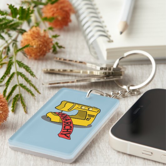 Porte-clés Machine à coudre jaune anarchie (Devant droit)