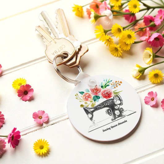 Porte-clés Machine à coudre noire Vintage