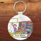 Porte-clés Machine à sous - Dessin féminin par PrintedPerfect (Recto)