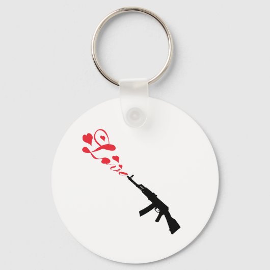 Porte-clés Machine Gun Love rouge (Recto)