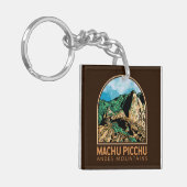 Porte-clés Machu Picchu Pérou Emblem Vintage (Devant gauche)