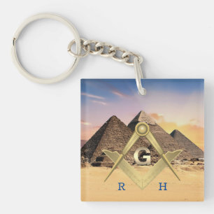 Porte-clés maçonnique monogrammé Pyramides