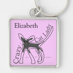 Porte-clés Madame folle Funny Cat Personalized Design de chat