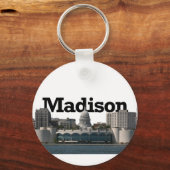 Porte-clés Madison Wisconsin Skyline avec Madison dans le cie (Recto)