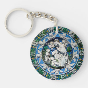 Porte-clés MADONNA AVEC ENFANT ET ANGES Ave Maria Prière