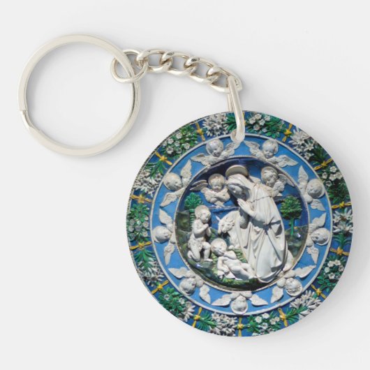 Porte-clés MADONNA AVEC ENFANT ET ANGES Ave Maria Prière (Devant)