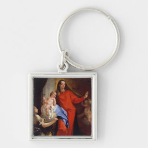 Porte-clés Madonna du chapelet (huile sur la toile)