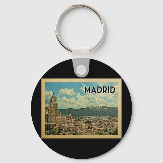 Porte-clés Madrid Espagne Vintage voyage (Recto)