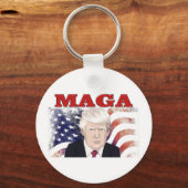 Porte-clés MAGA American Flag Trump texte rouge (Recto)