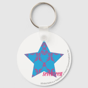 Porte-clés Magenta-Aqua 2 de damassé