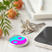 Porte-clés Magenta et Aqua Yin Yang (Côté)
