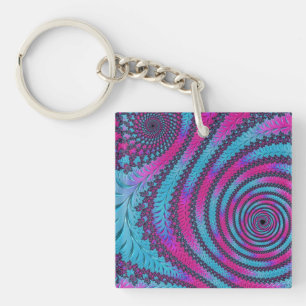 Porte-clés Magenta et cyan spirale