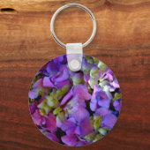 Porte-clés Magenta Purple bleu jaune Hydrangeas fleurs (Recto)