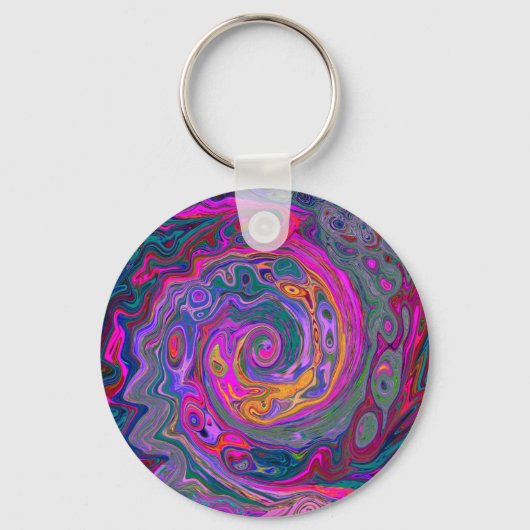 Porte-clés Magenta rétro, Verte et Orange Abstrait (Recto)