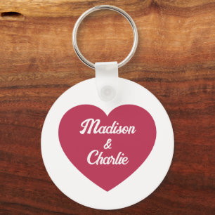 Porte-clés Magenta rose Coeur noms de couple Valentines jour