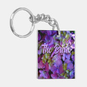 Porte-clés Magenta Violet bleu jaune Hydrangeas fleurie Marié (Devant gauche)